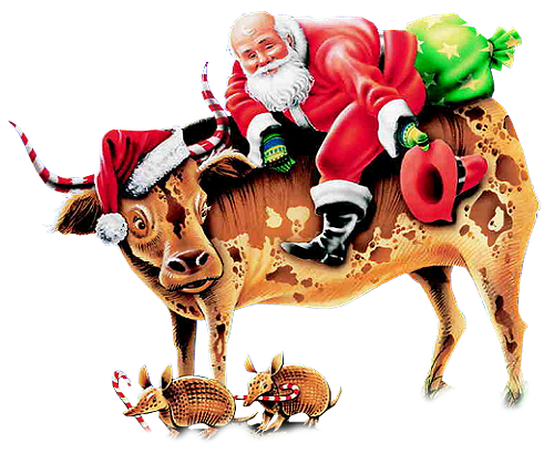 Дед Мороз, корова, подарки