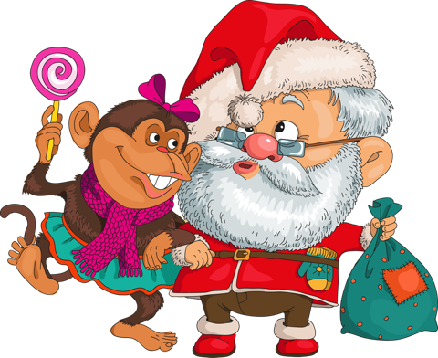 Дед Мороз с обезьяной