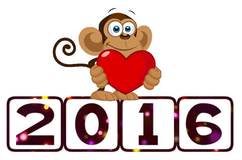 Цифры 2016 с обезьяной