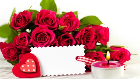 Букет роз, сердце, День Валентина