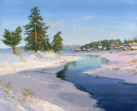 Картина красивого пейзажа зимы