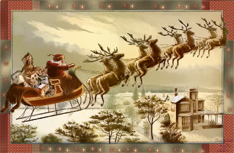 Картинка Санта Клаус с оленями