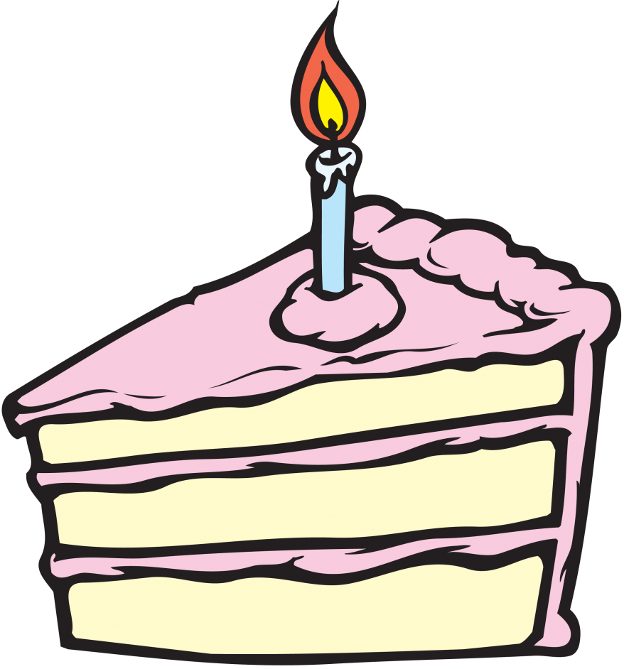 Рисунок кусочек торта с свечей