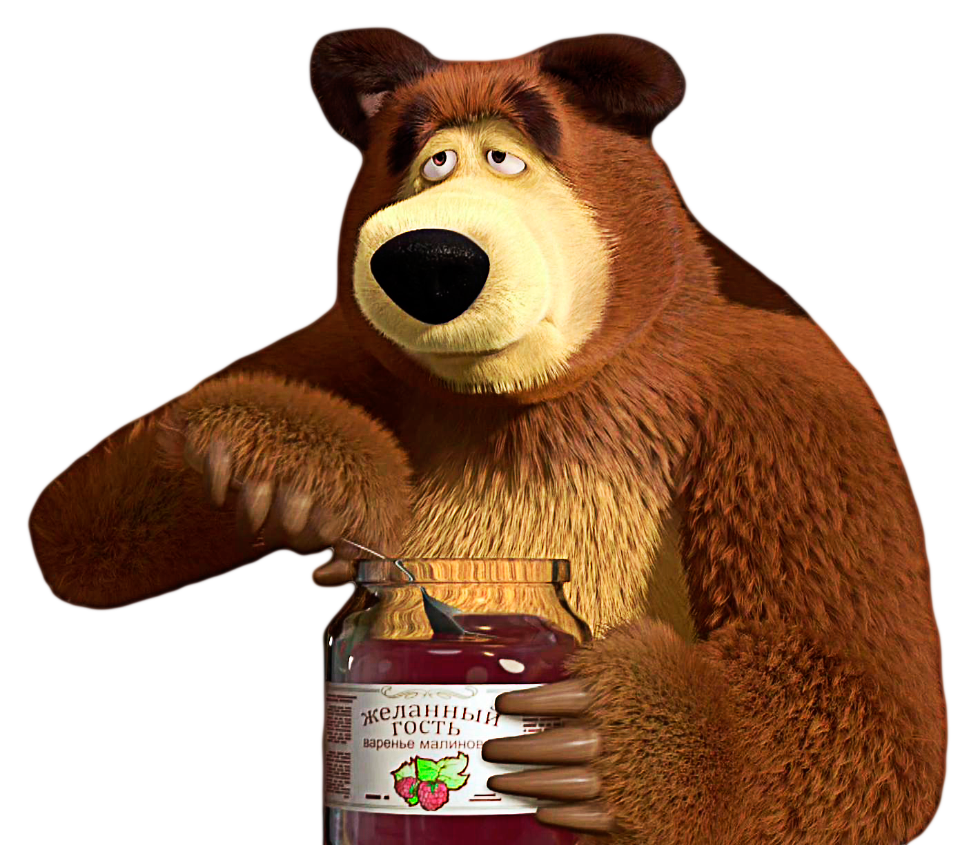 Медведь кушает варенье