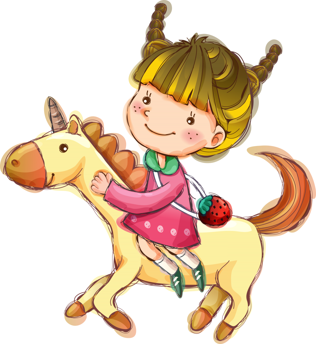 Картинка девочка на лошадке