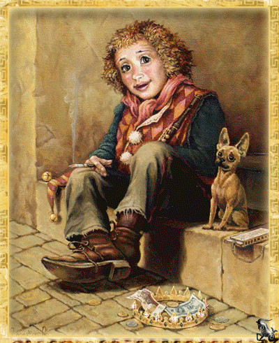 Картина мальчик и собака
