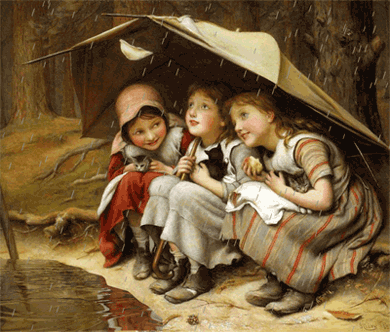 Картинка дети под дождем