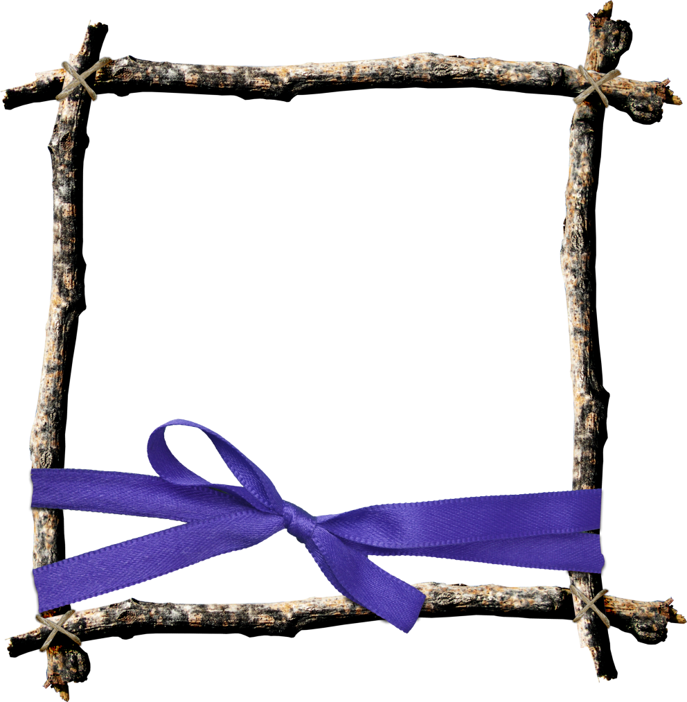 Рамка из палок, фиолетовый бант