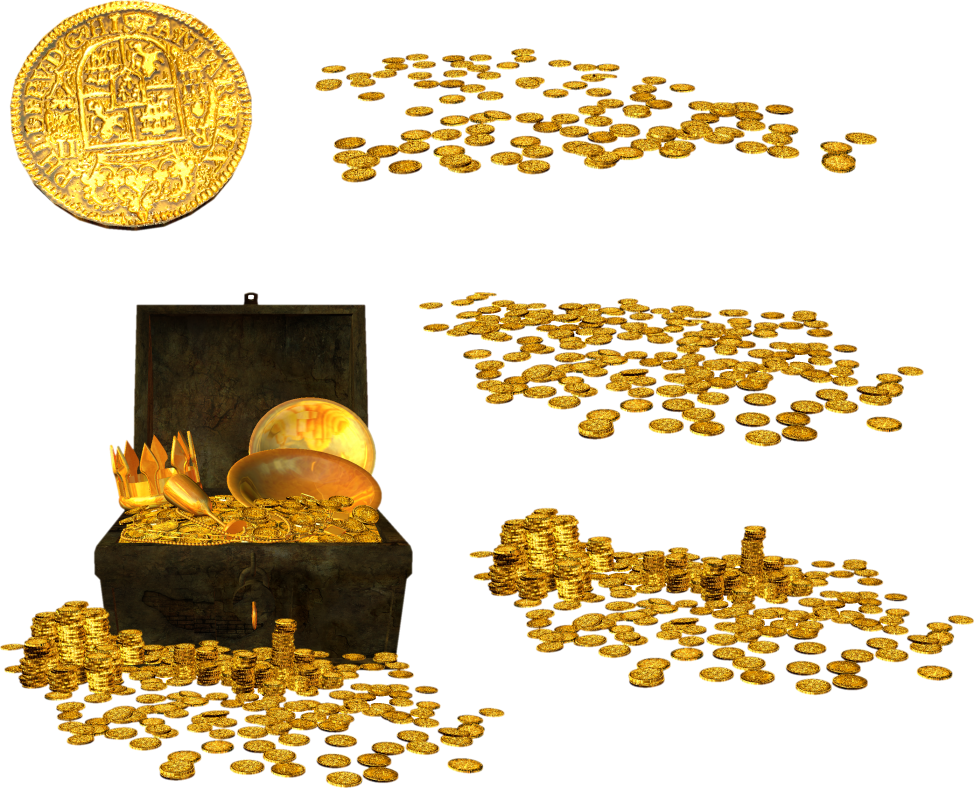 Золото, монеты, сундук
