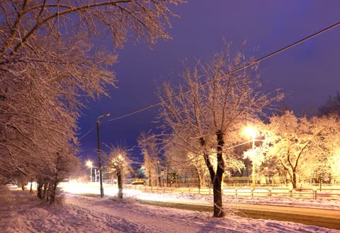 Ночная зима в городе