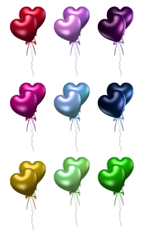 Разноцветные сердечки воздушные шарики