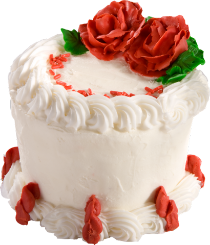 Белый торт с красными розами