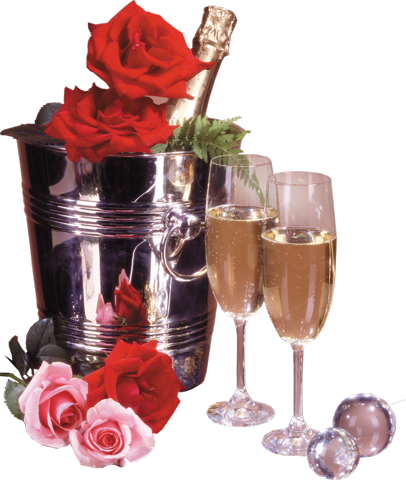 Шампанское, бокалы, розы
