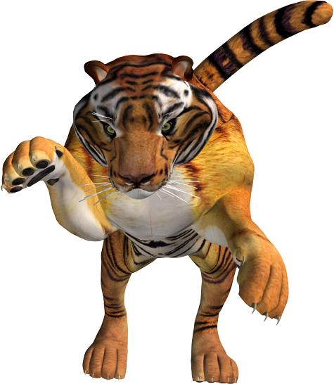 Тигр в прыжке 3D
