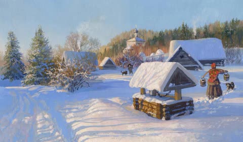 Зима, снег, деревня