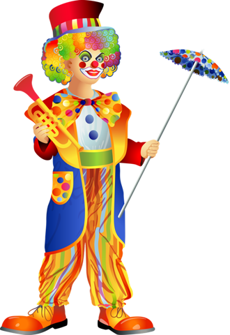 Клоун с дудкой и зонтом